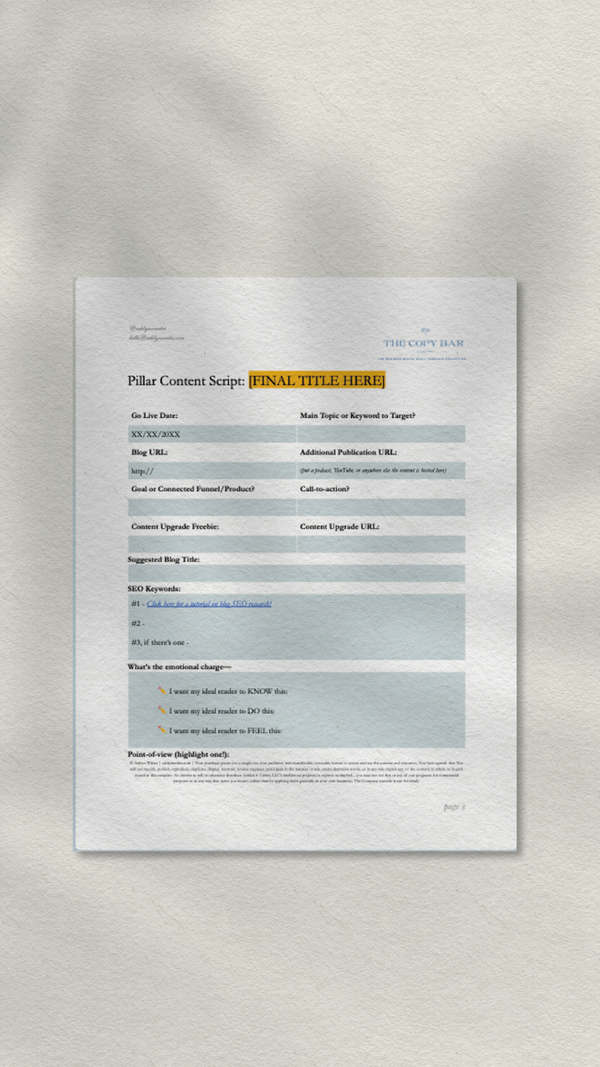 Pillar Piece Content Writing Template